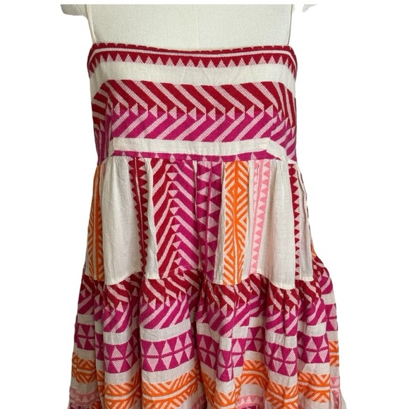 DEVOTION TWINS Anthropologie Embroidered Square-Neck Mini Dress Size S Pink - Picture 7 of 13